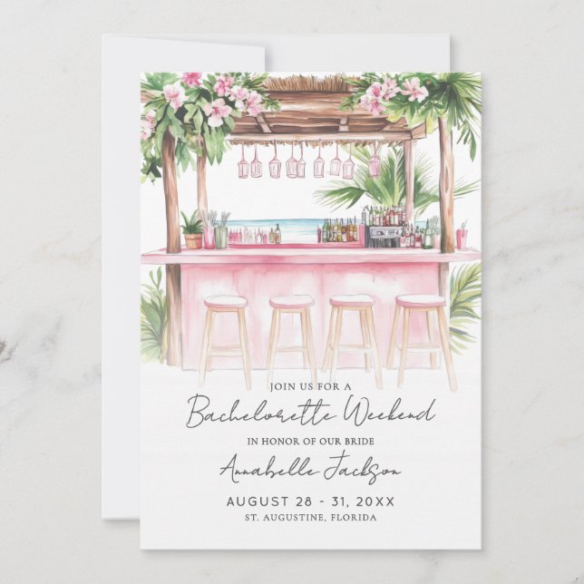 Invitación Girls Weekend Watercolor Beach Bachelorette Party (Anverso)