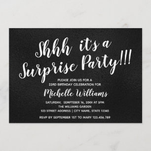 Invitación Girly Black Purpurina Cumpleaños del Fiesta de