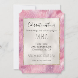 Invitación Girly Cotton Candy Purpurina Rosa