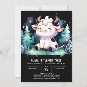 Invitación Girly Digital Cow Birthday