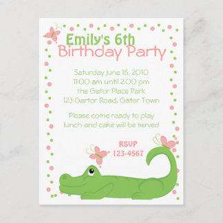 Invitación Girly Gator