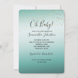 Invitación Girly Glam Gold Mini Confetti Mint Ombre