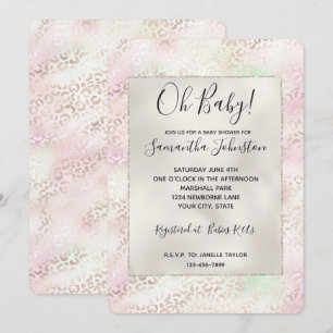 Invitación Girly Glam Gold Mint Pink Ombre Leopoldo