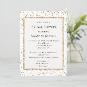 Invitación Girly Glam Gold Sparkle Confetti Bridal Shower