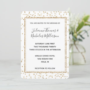 Invitación Girly Glam Gold Sparkle Confetti Wedding