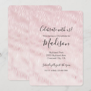Invitación Girly Glam Rubor Pink Zebra Print