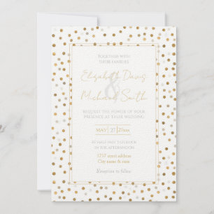 Invitación Girly Gold Dots Confetti White Design