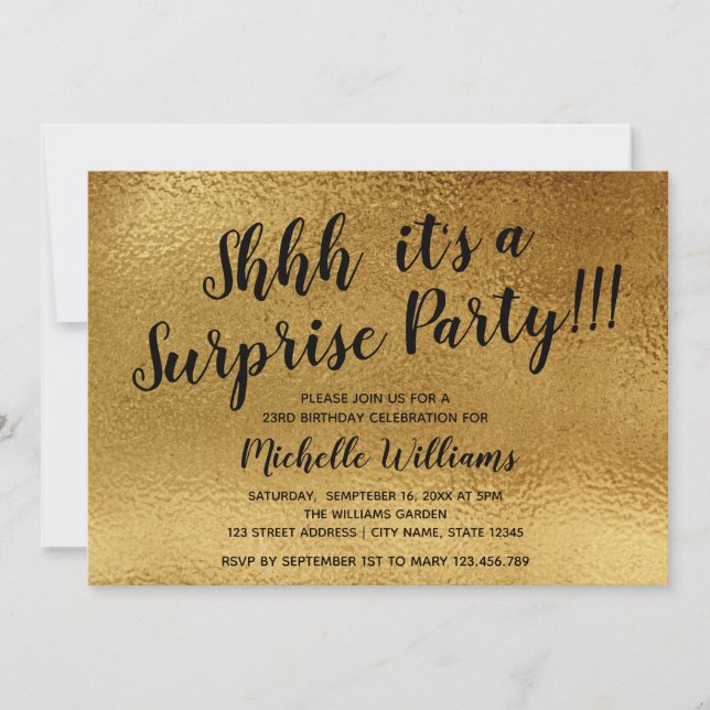 Invitación Girly Gold | Purpurina | Cumpleaños del Fiesta de  (Anverso)