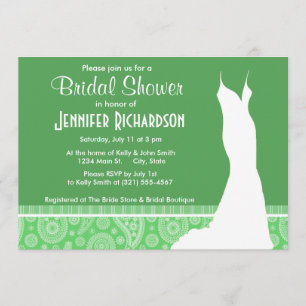 Invitación Girly Green Paisley