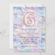 Girly Holographic Marble Swirl 6º cumpleaños