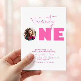 Invitación Girly Hot Pink Bold Typography 21st Birthday Fiest