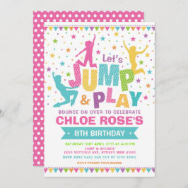 Invitación Girly Jump Birthday Party Bonza House Trampoline