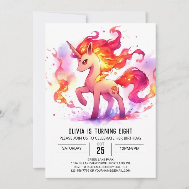 Invitación Girly Kids Horse Birthday (Anverso)