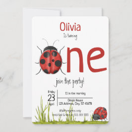 Invitación Girly Ladybug convirtiendo el partido de un cumple