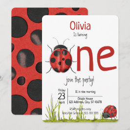 Invitación Girly Ladybug convirtiendo el partido de un cumple