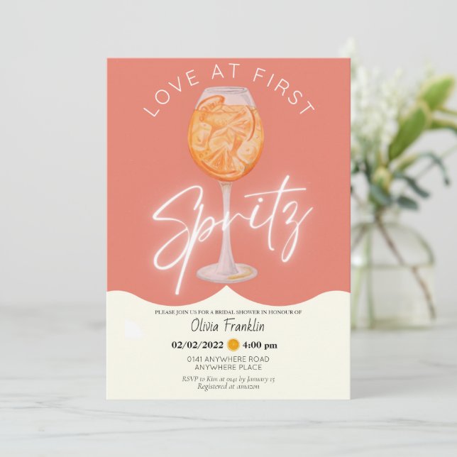 Invitación Girly Love en la primera ducha espritz de novia (Anverso de pie)