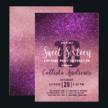 Invitación Girly Magenta Rosa Triple Purpurina Ombre Sweet 16<br><div class="desc">Esta invitación a una fiesta de 16 años, jovial, moderna y reluciente, es perfecta para el día especial de tu hija adolescente. Presenta una falsa impresión de magenta-púrpura en rosa rosa en gradiente de color rosa brillante rosa color rosa claro purpurina. Es moda, elegante, bonito, única y fresca; todas las...</div>