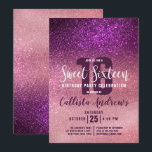 Invitación Girly Magenta Rosa Triple Purpurina Ombre Sweet 16<br><div class="desc">Esta invitación a una fiesta de 16 años, jovial, moderna y reluciente, es perfecta para el día especial de tu hija adolescente. Presenta una falsa impresión de magenta-púrpura en rosa rosa en gradiente de color rosa brillante rosa color rosa claro purpurina. Es moda, elegante, bonito, única y fresca; todas las...</div>