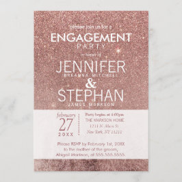 Invitación Girly Modern Rosa Purpurina de oro Compromiso de R