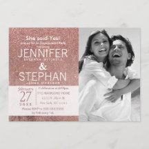 Girly Modern Rosa Purpurina de oro Compromiso de R