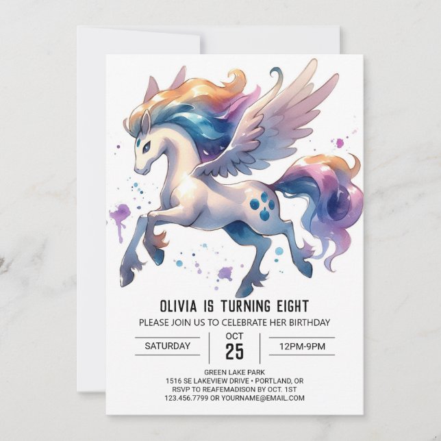 Invitación Girly Online Horse Birthday (Anverso)