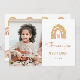 Invitación Girly Pastel Rainbow 6º cumpleaños. Foto Gracias