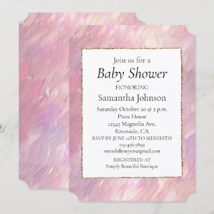 Invitación Girly Pearl Pink Rubor Baby Shower