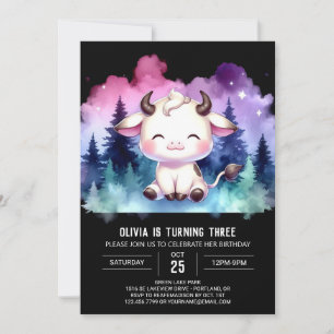 Invitación Girly Personalizado Cow Cumpleaños