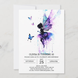 Invitación Girly Personalizado Fairy Birthday
