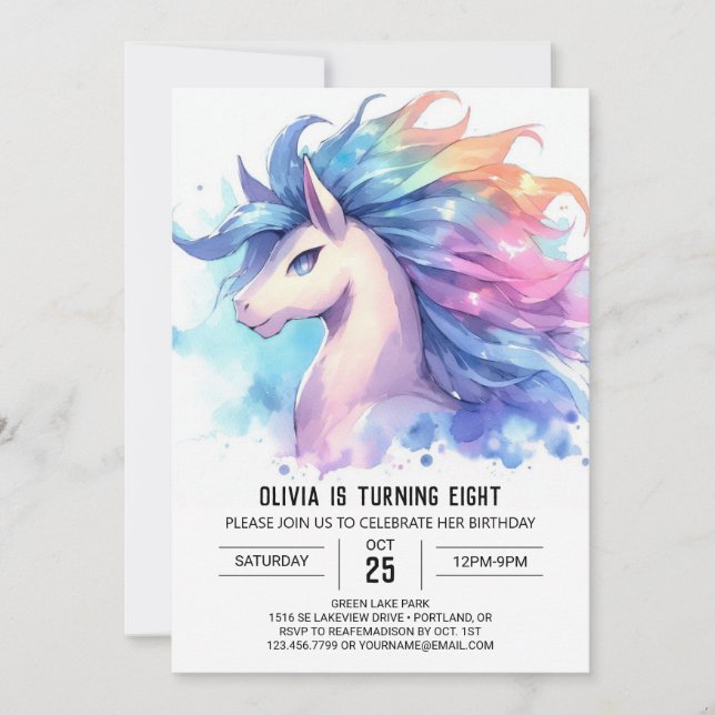 Invitación Girly Personalizado Horse Birthday (Anverso)