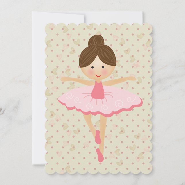 Invitación Girly Pink Ballerina (Anverso)