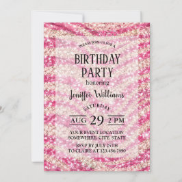 Invitación Girly Pink Blush Glitter Zebra Pattern            
