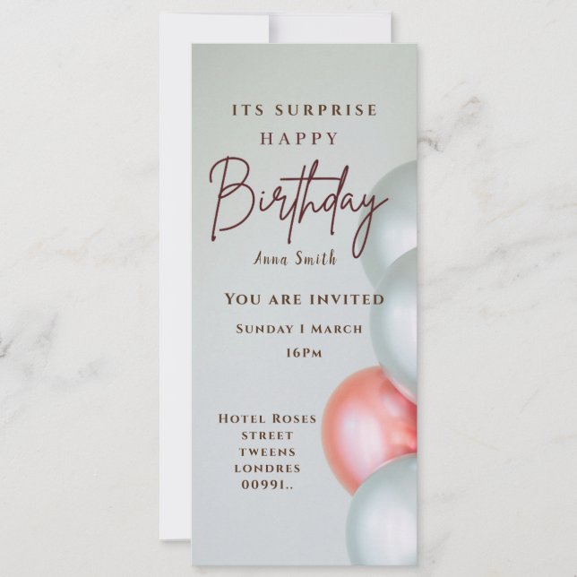 Invitación Girly Pink Card Feliz cumpleaños (Anverso)