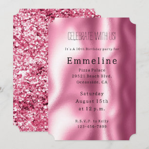 Invitación Girly Pink Glam Purpurina