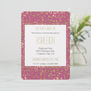 Invitación Girly Pink Gold Leopard