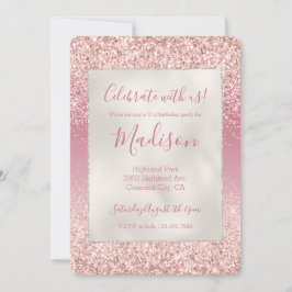 Invitación Girly Pink Ombre Purpurina