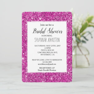Invitación Girly Pink Purpurina Sparkle
