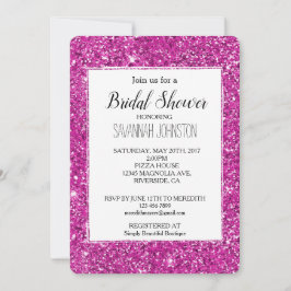 Invitación Girly Pink Purpurina Sparkle