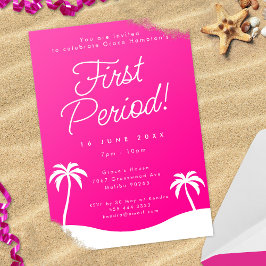 Invitación Girly Pink Trendy Beach Primer Periodo Fiesta