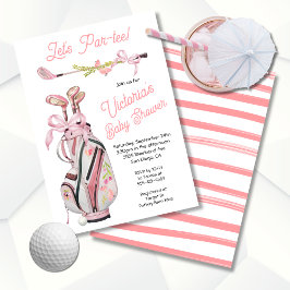 Invitación Girly Preppy Golf Baby Shower