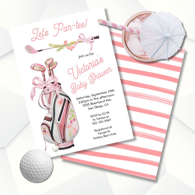 Invitación Girly Preppy Golf Baby Shower (Subido por el creador)