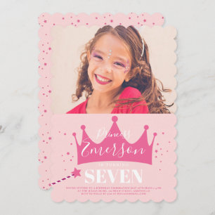 Invitación Girly Princess Cute Pink Birday