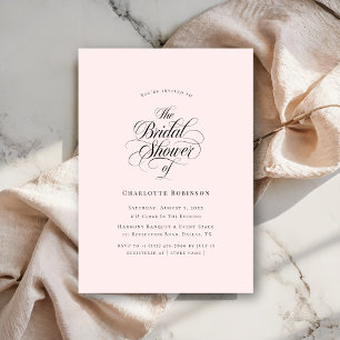 Invitación Girly Rubor Boda de boho rosado Script Shower
