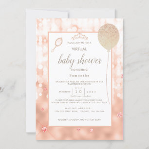 Invitación Girly Rubor Pink Diamond Rosa Gold Baby Shower