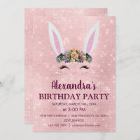 Girly Rubor Pink Easter Bunny Birthday Party