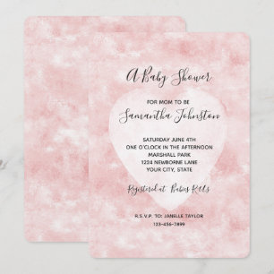 Invitación Girly Rubor Pink White Heart Baby Shower