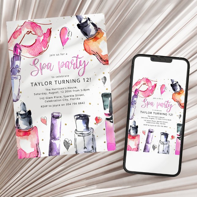 Invitación Girly Spa Birthday (Subido por el creador)