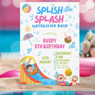 Invitación Girly Splish Splash Birthday Pool Fiesta Cumpleaño