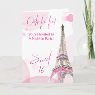 Invitación Girly Sweet 16 Aniversario de París Blanco Rosa