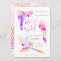Girly Tropical Parrots Hawaiian Aloha Baby Shower